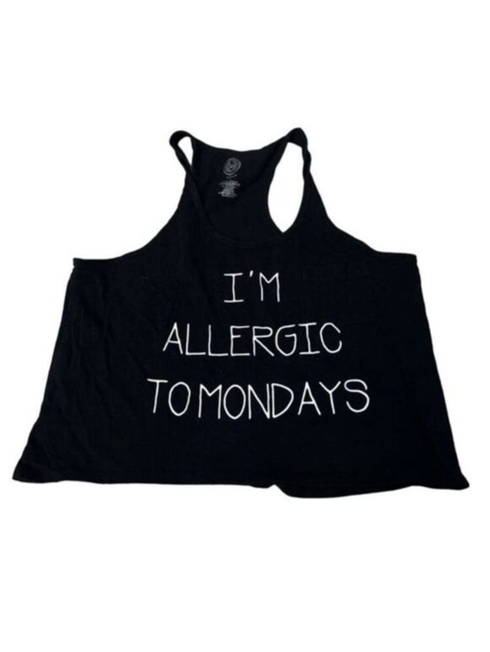 Black "I'm Allergic to Mondays" Cropped Tank Top | Large #35